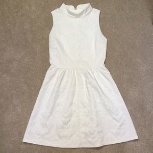 White Patterned High Neck Dress